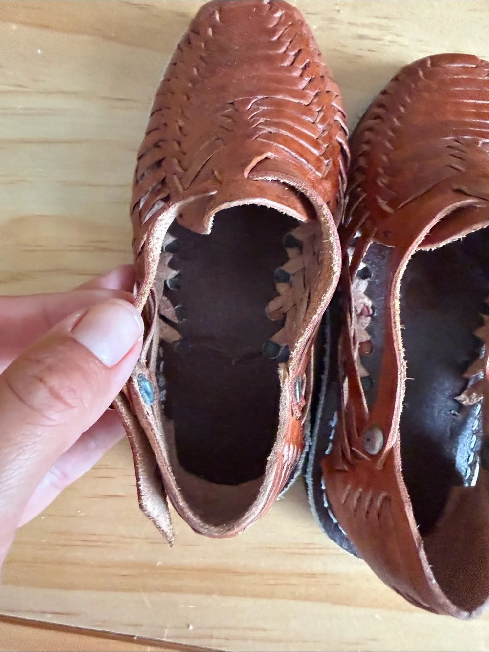 Toddler Brown Leather Huarache Sandals